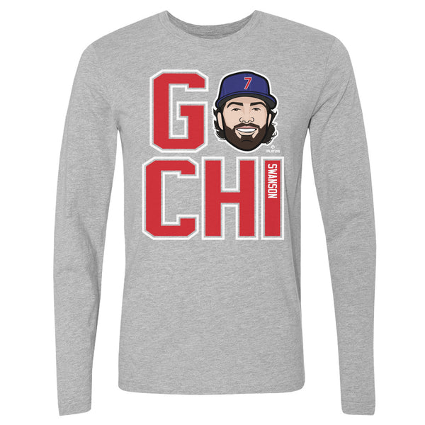  Dansby Swanson Chicago Baseball Heavy Metal MLBPA Long Sleeve T- Shirt : Sports & Outdoors