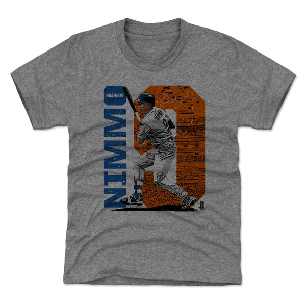 Brandon Nimmo Men's Cotton T-Shirt - Heather Gray - New York | 500 Level Major League Baseball Players Association (MLBPA)