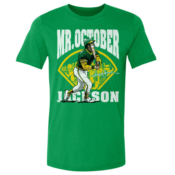 Oakland Athletics Reggie Jackson Men's Premium T-Shirt - Heather Kelly Green - Oakland | 500 Level