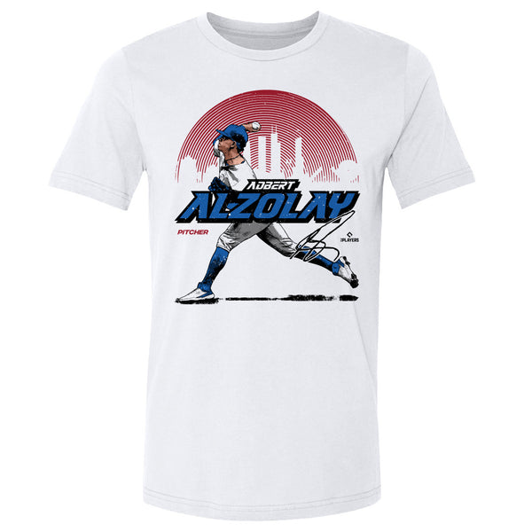 Chicago Cubs Adbert Alzolay Men's Cotton T-Shirt - Heather Gray - Chicago | 500 Level Major League Baseball Players Association (MLBPA)