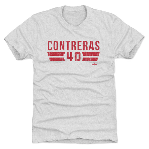 Willson Contreras Men's Premium T-Shirt - Tri Red - St. Louis | 500 Level Major League Baseball Players Association (MLBPA)
