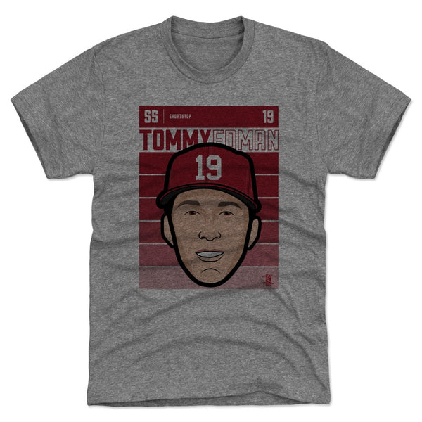 Tommy Edman Men's Cotton T-Shirt - Heather Gray - St. Louis | 500 Level Major League Baseball Players Association (MLBPA)