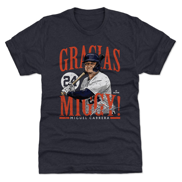  500 LEVEL Miguel Cabrera 3/4 Sleeve T-Shirt (Baseball Tee,  X-Small, Navy/Heather Gray) - Miguel Cabrera Detroit Gracias Miggy WHT :  Sports & Outdoors