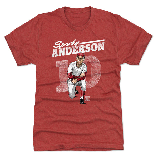 500LVL Sparky Anderson Men's Cotton T-Shirt - Cincinnati Baseball Sparky Anderson Retro Wht