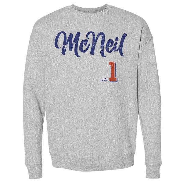 Jeff McNeil Men's Crewneck Sweatshirt - Heather Gray - New York | 500 Level Major League Baseball Players Association (MLBPA)