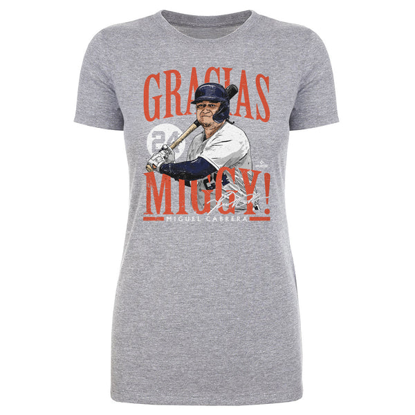 Miguel Cabrera Women's T-Shirt - Heather Gray - Detroit | 500 Level Major League Baseball Players Association (MLBPA)