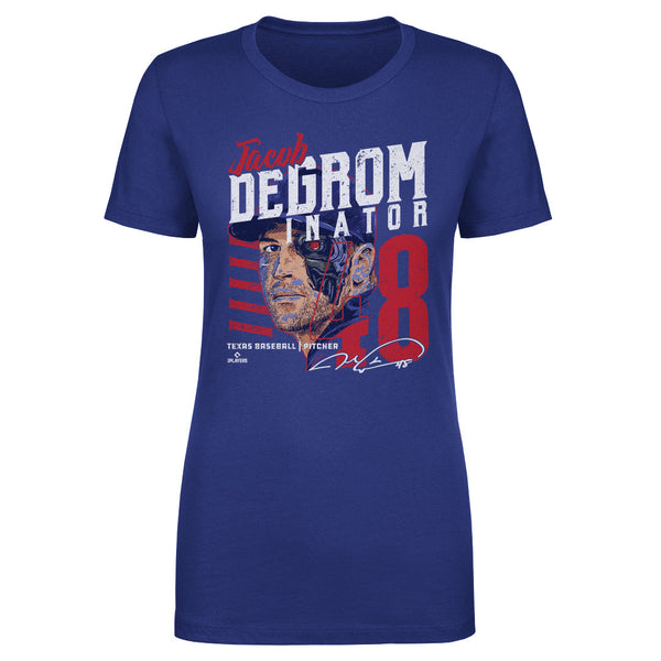 500LVL Jacob deGrom Men's Cotton T-Shirt - Texas Baseball Jacob deGrom Texas degrominator Wht