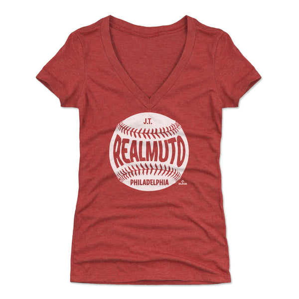 J.T. Realmuto Women's T-Shirt - Heather Gray - Philadelphia | 500 Level Major League Baseball Players Association (MLBPA)