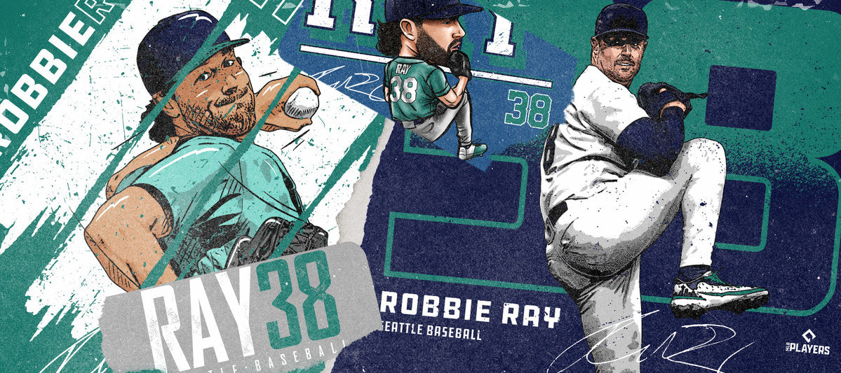  500 LEVEL Robbie Ray 3/4 Sleeve Raglan T-Shirt - Robbie Ray  Seattle Fade : Sports & Outdoors