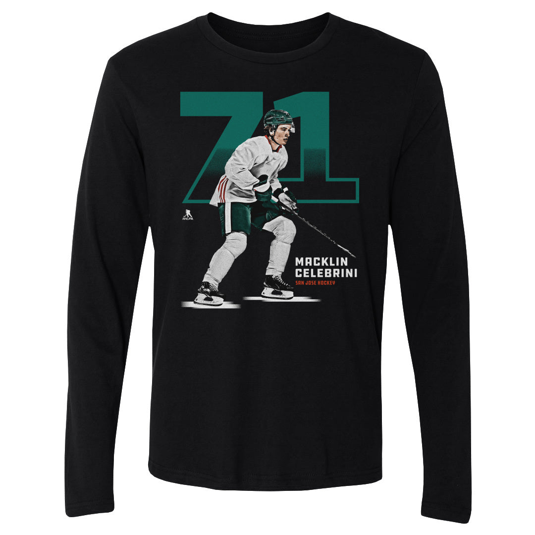 Macklin Celebrini Men&#39;s Long Sleeve T-Shirt | 500 LEVEL