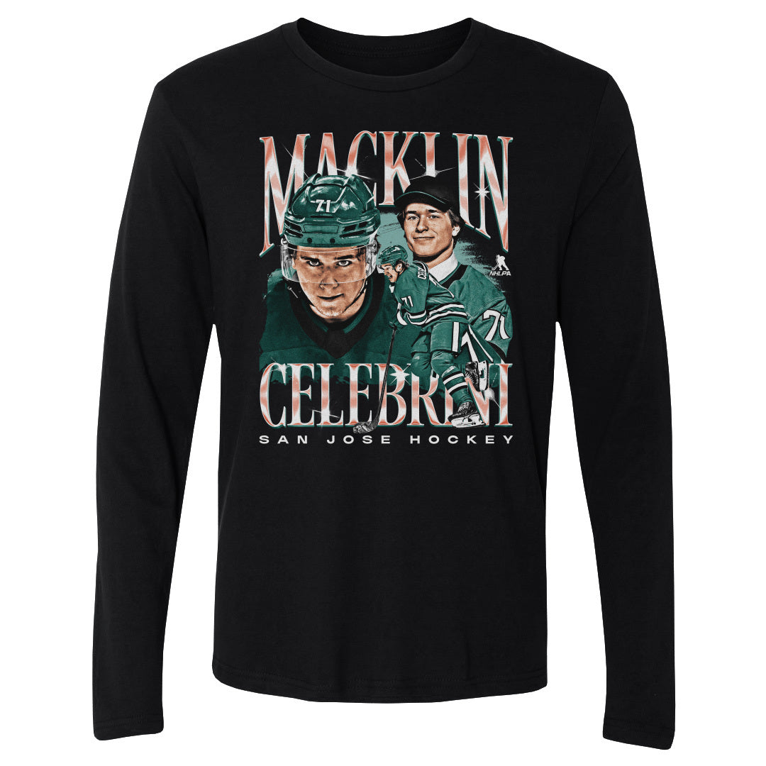 Macklin Celebrini Men&#39;s Long Sleeve T-Shirt | 500 LEVEL