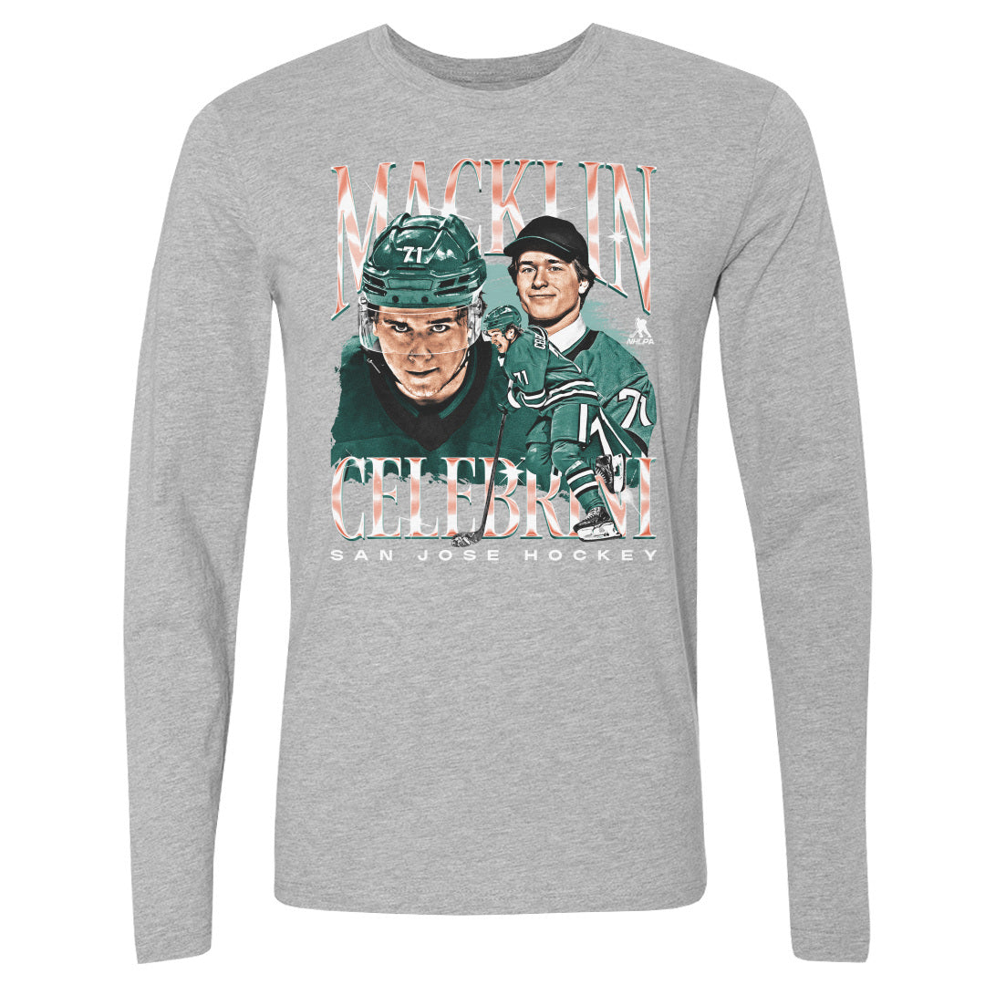 Macklin Celebrini Men&#39;s Long Sleeve T-Shirt | 500 LEVEL