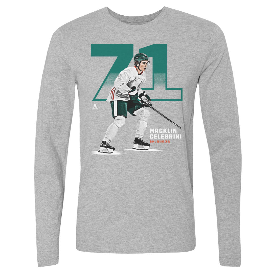 Macklin Celebrini Men&#39;s Long Sleeve T-Shirt | 500 LEVEL