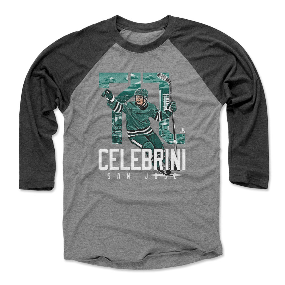 Macklin Celebrini Men&#39;s Baseball T-Shirt | 500 LEVEL