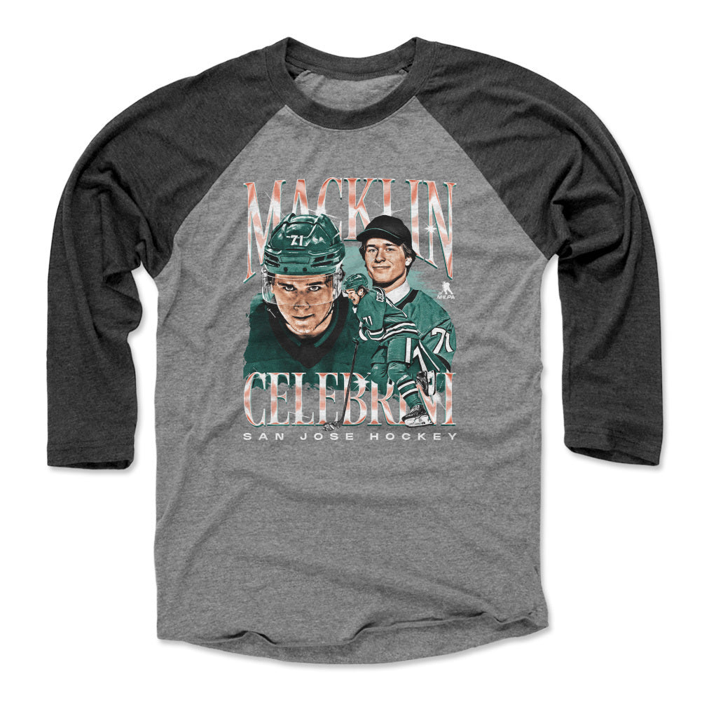 Macklin Celebrini Men&#39;s Baseball T-Shirt | 500 LEVEL