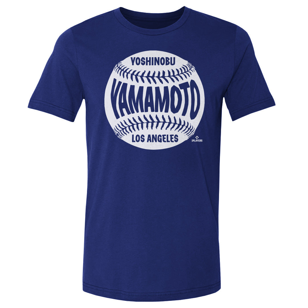 Yoshinobu Yamamoto Men's Cotton T-Shirt - Royal Blue - Los Angeles | 500 Level Major League Baseball Players Association (MLBPA)