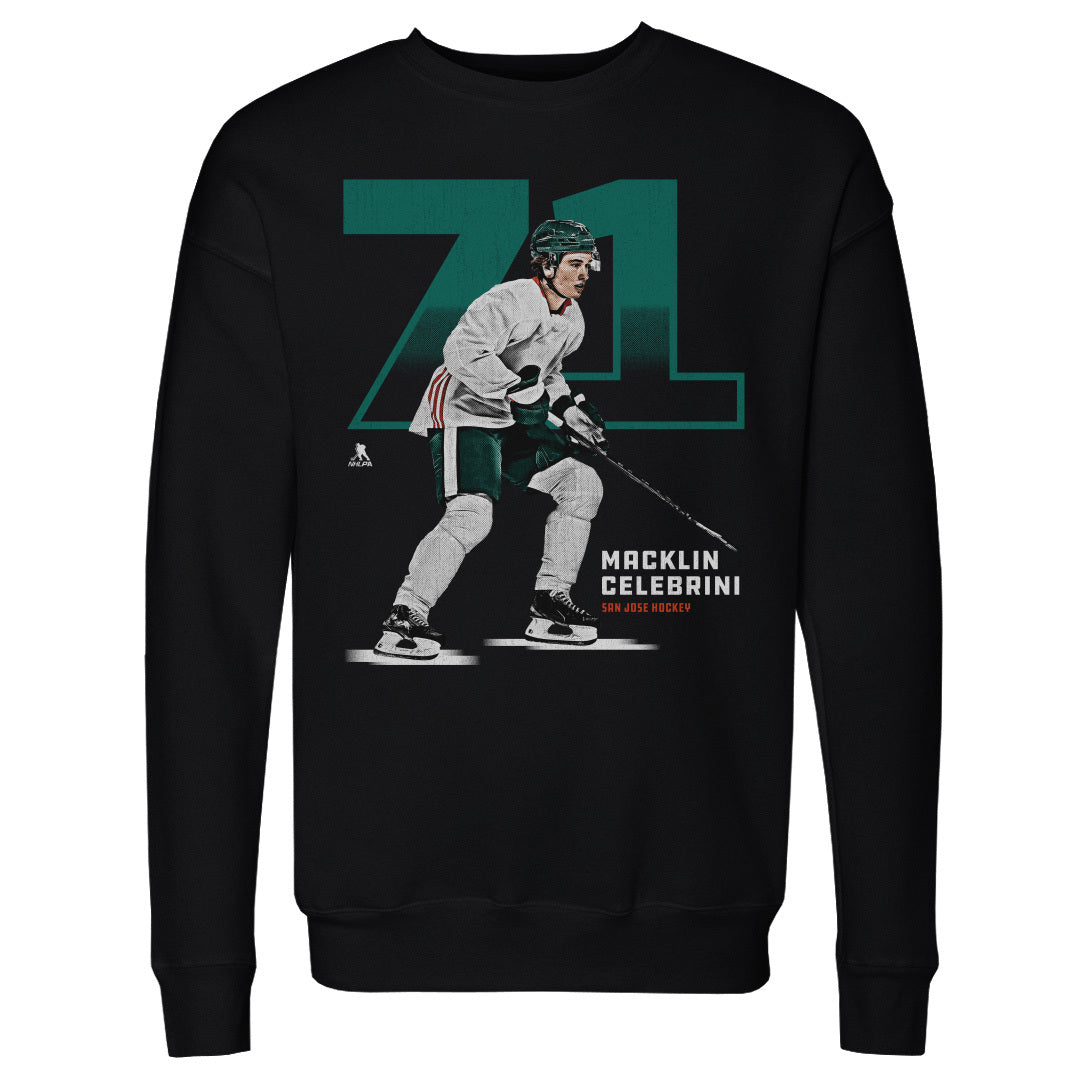 Macklin Celebrini Men&#39;s Crewneck Sweatshirt | 500 LEVEL