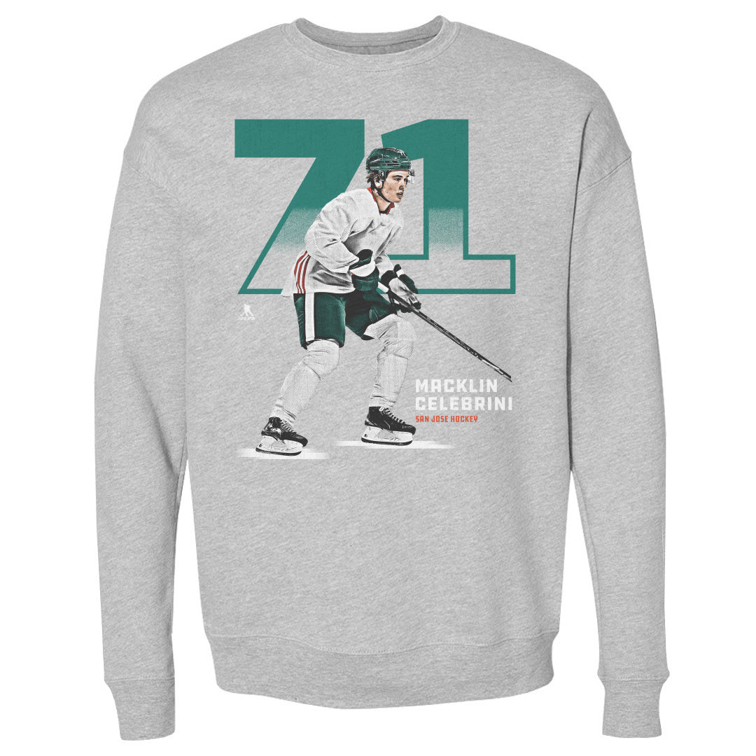 Macklin Celebrini Men&#39;s Crewneck Sweatshirt | 500 LEVEL