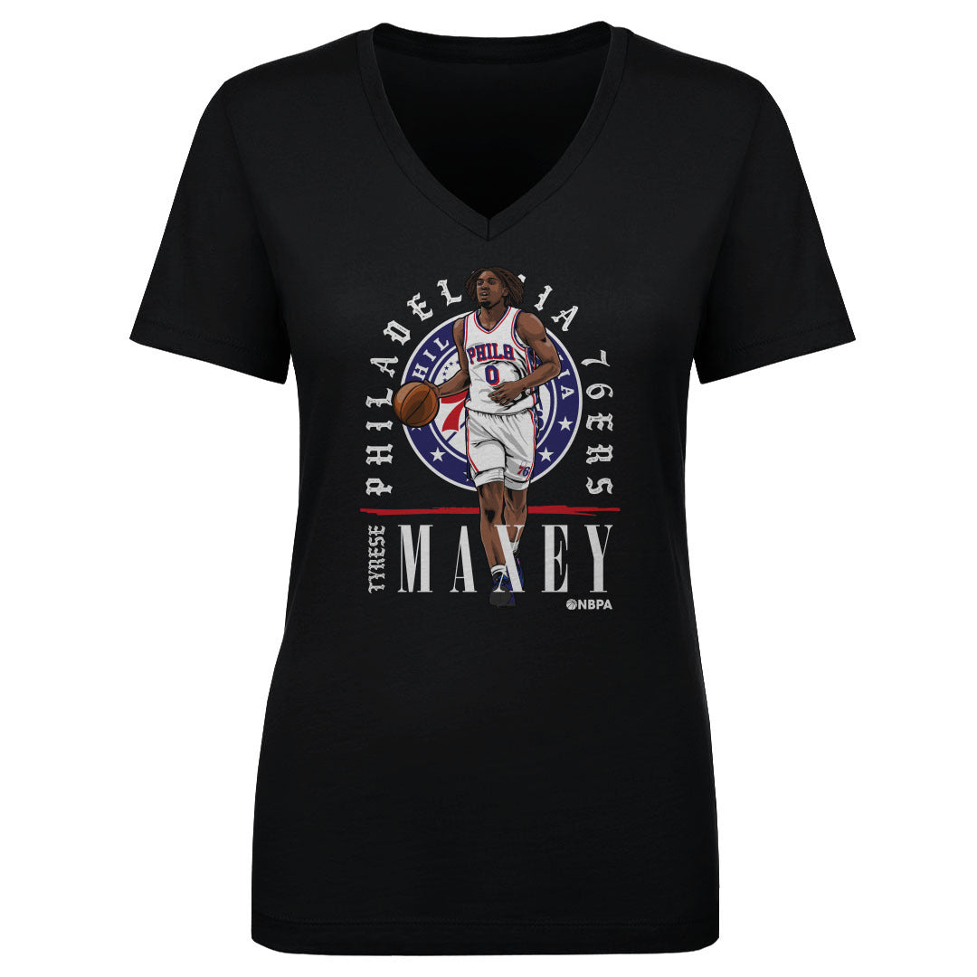 Tyrese Maxey Women&#39;s V-Neck T-Shirt | 500 LEVEL