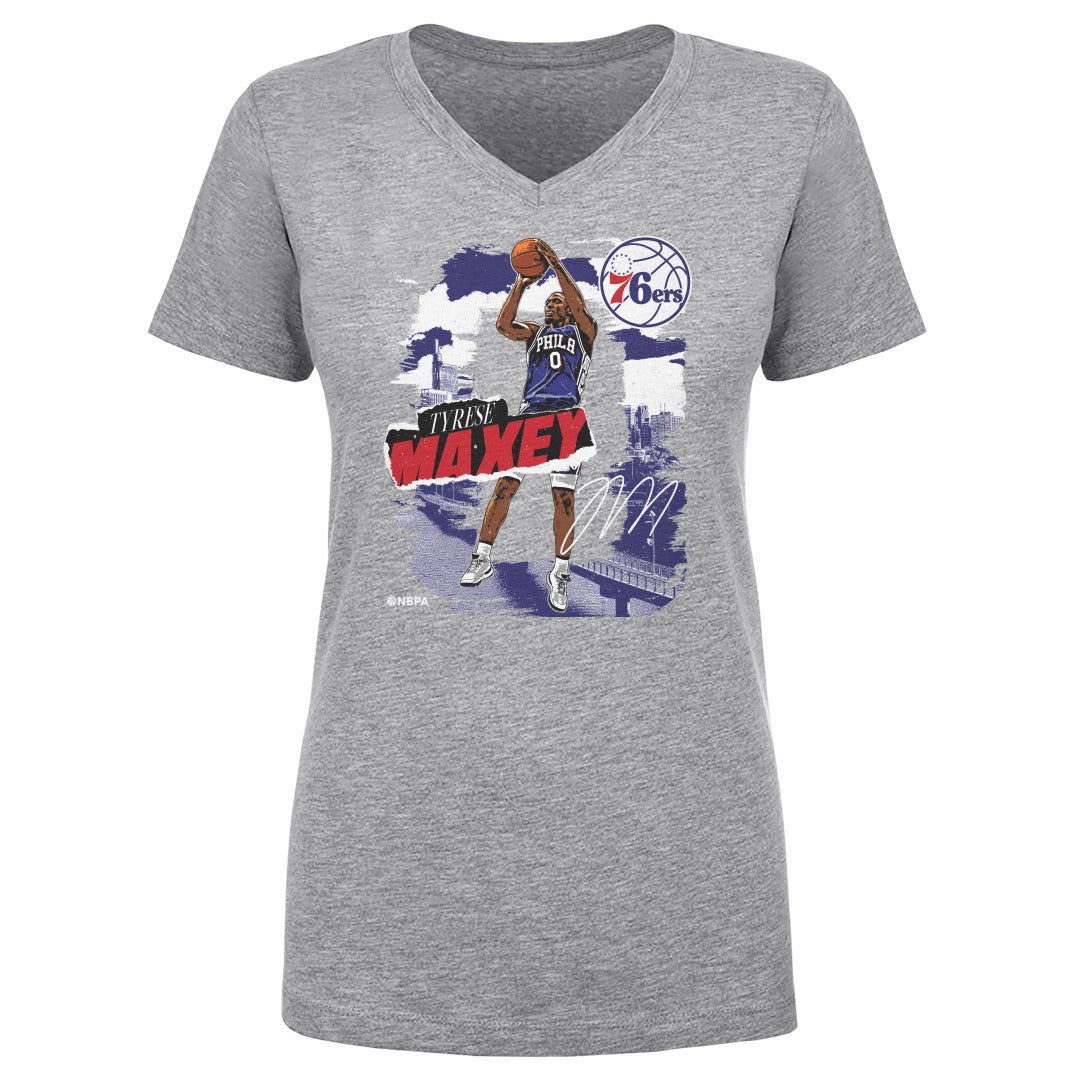 Tyrese Maxey Women&#39;s V-Neck T-Shirt | 500 LEVEL