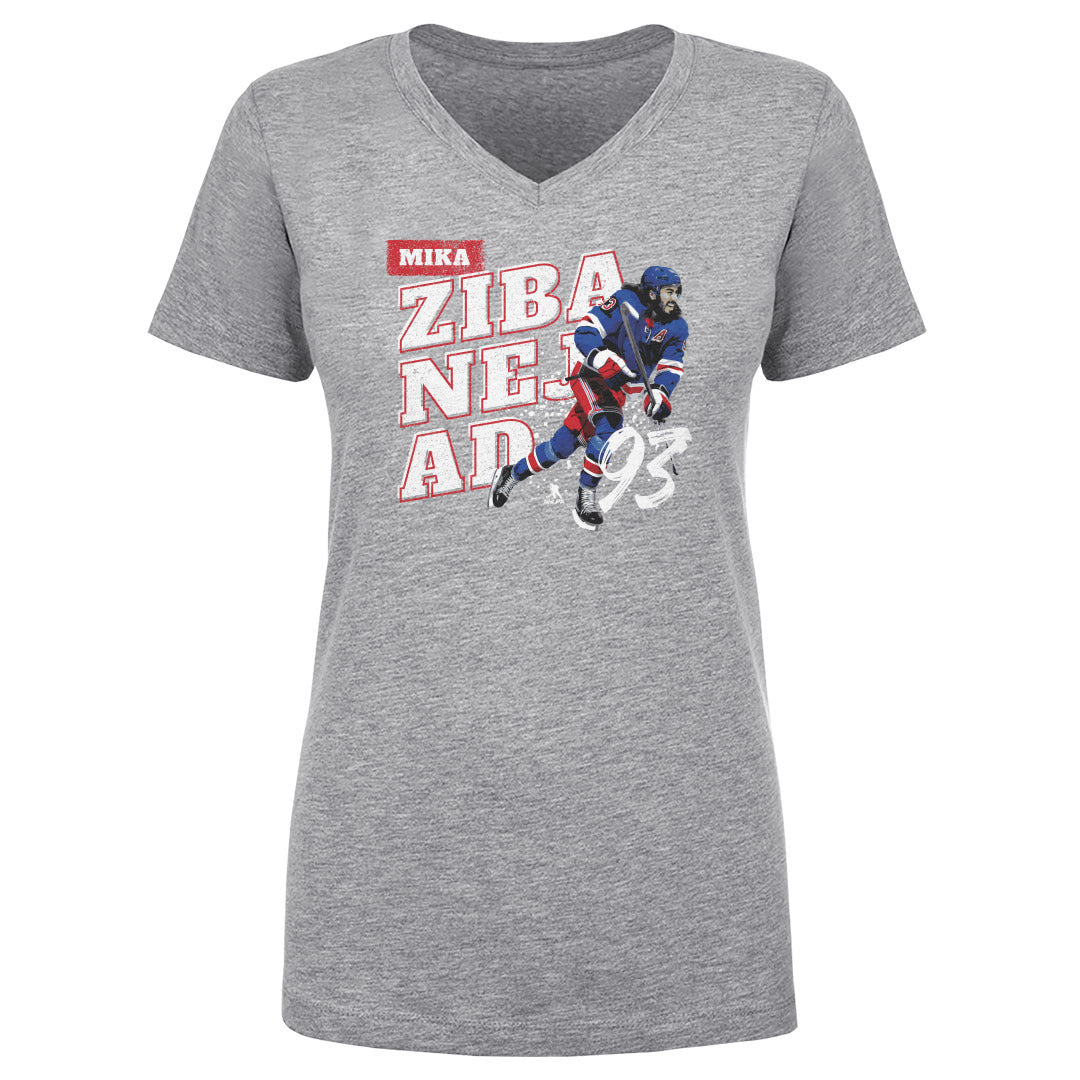 Mika Zibanejad Women&#39;s V-Neck T-Shirt | 500 LEVEL