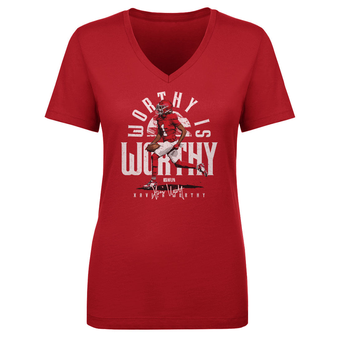 Xavier Worthy Women&#39;s V-Neck T-Shirt | 500 LEVEL