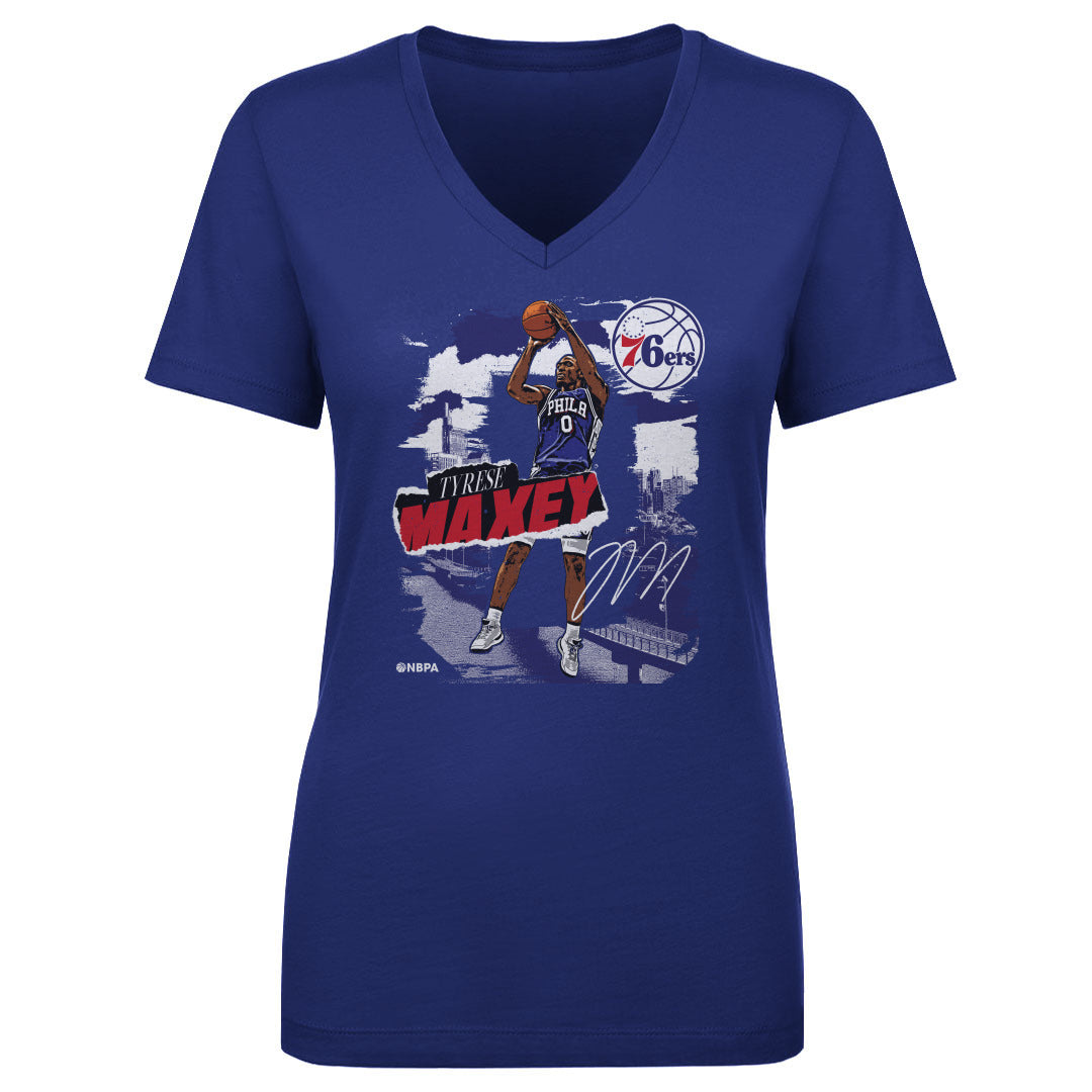 Tyrese Maxey Women&#39;s V-Neck T-Shirt | 500 LEVEL