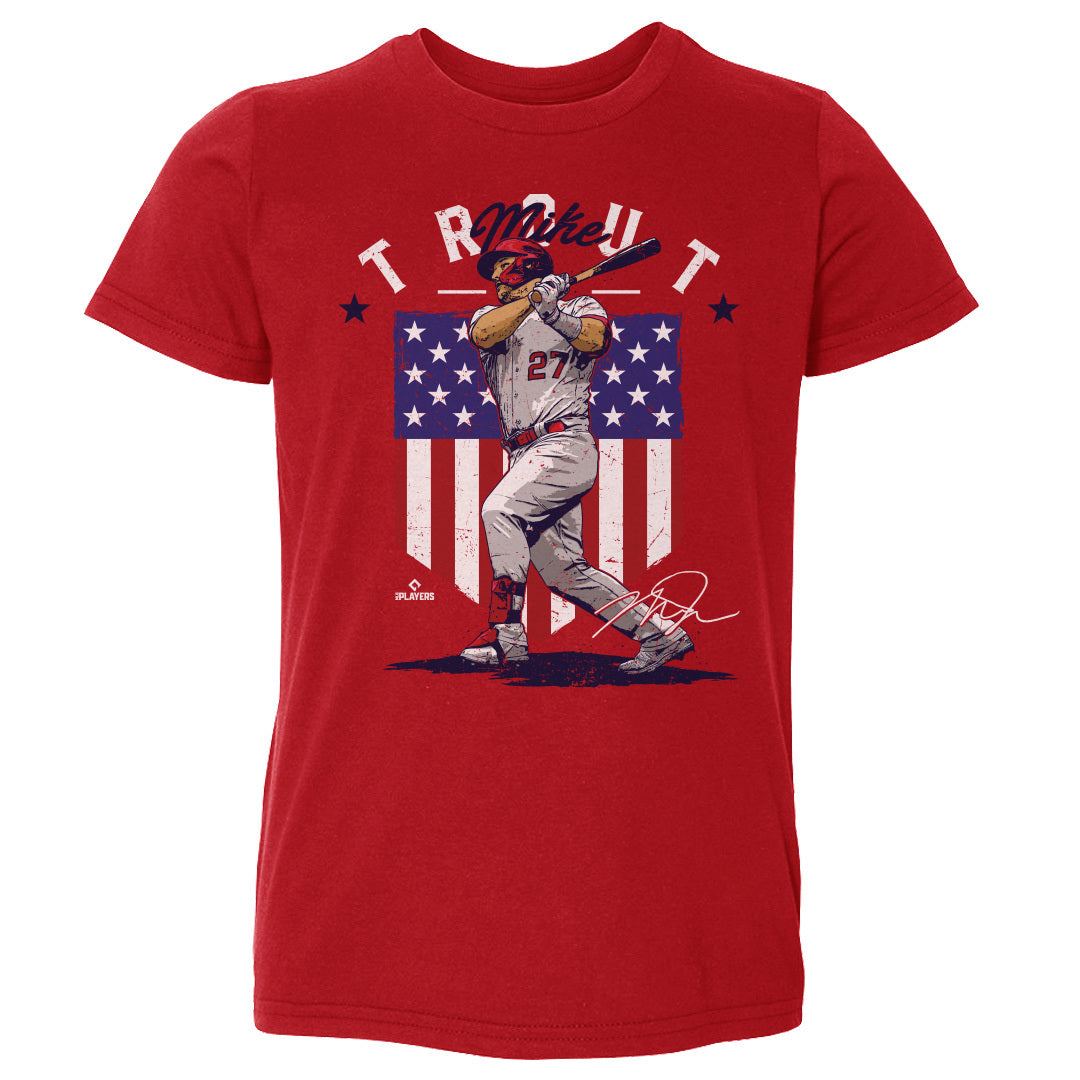 Mike Trout Kids Toddler T-Shirt - Red - Los Angeles | 500 Level Major League Baseball Players Association (MLBPA)