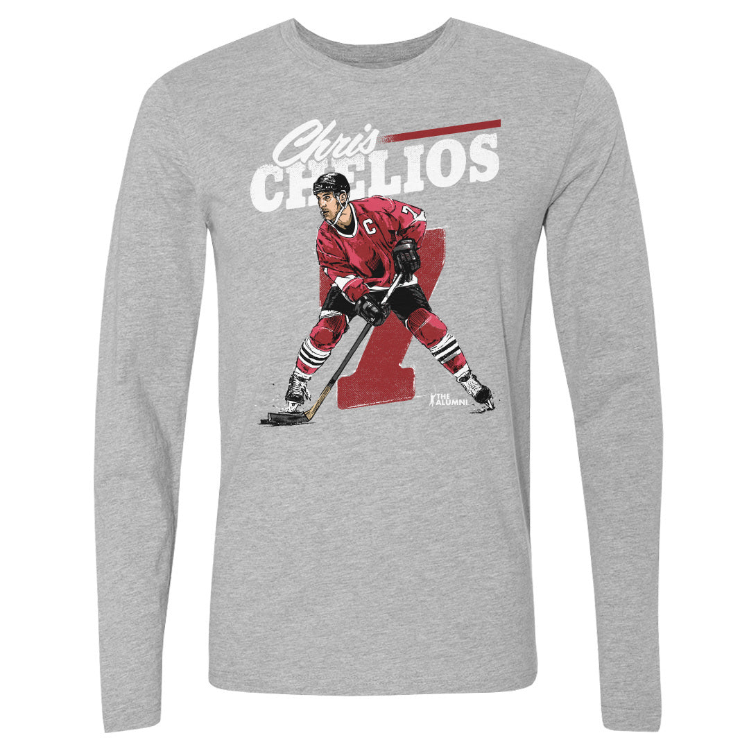 Chris Chelios Men&#39;s Long Sleeve T-Shirt | 500 LEVEL