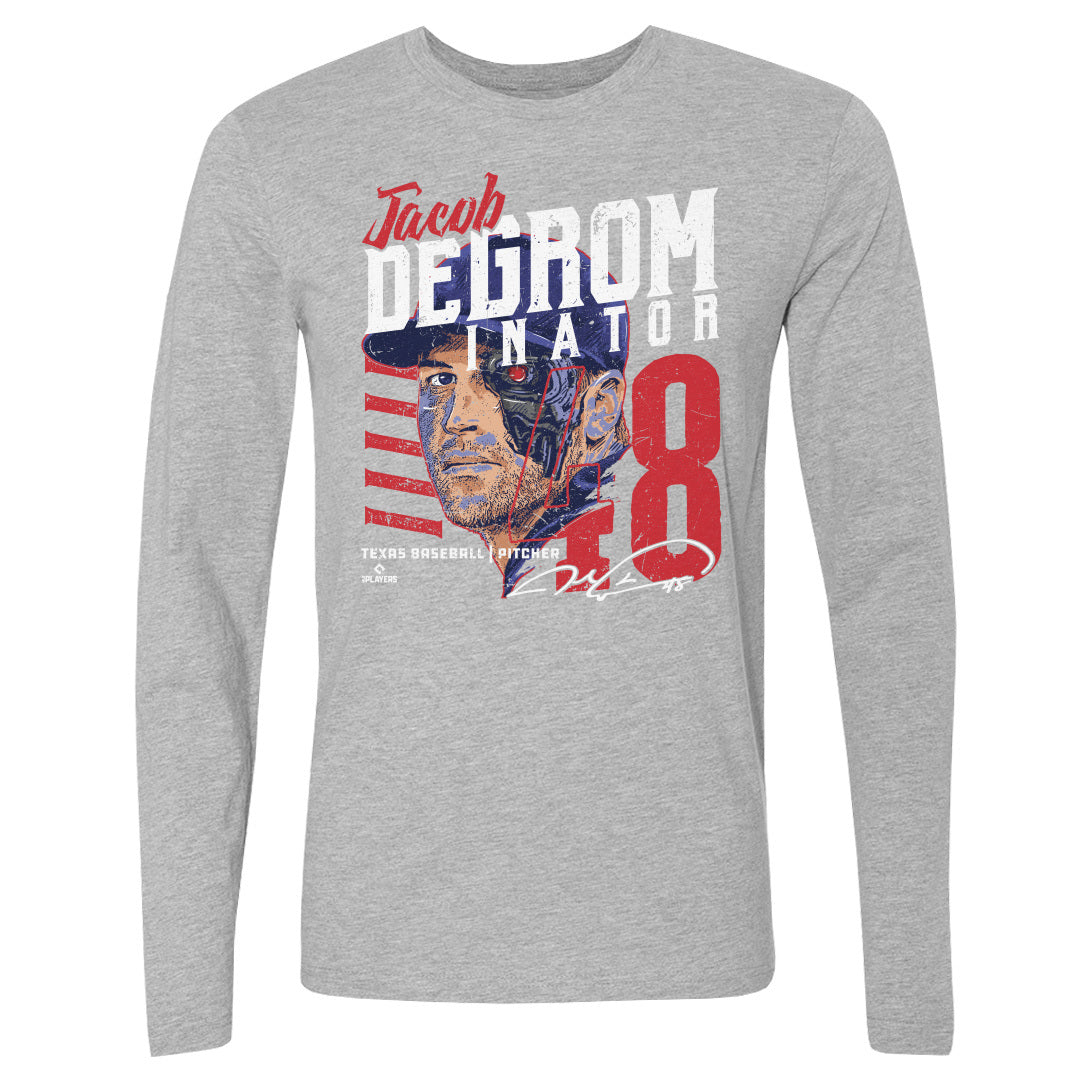 Texas Rangers Jacob deGrom Men's Cotton T-Shirt - Heather Gray - Texas | 500 Level Major League Baseball Players Association (MLBPA)