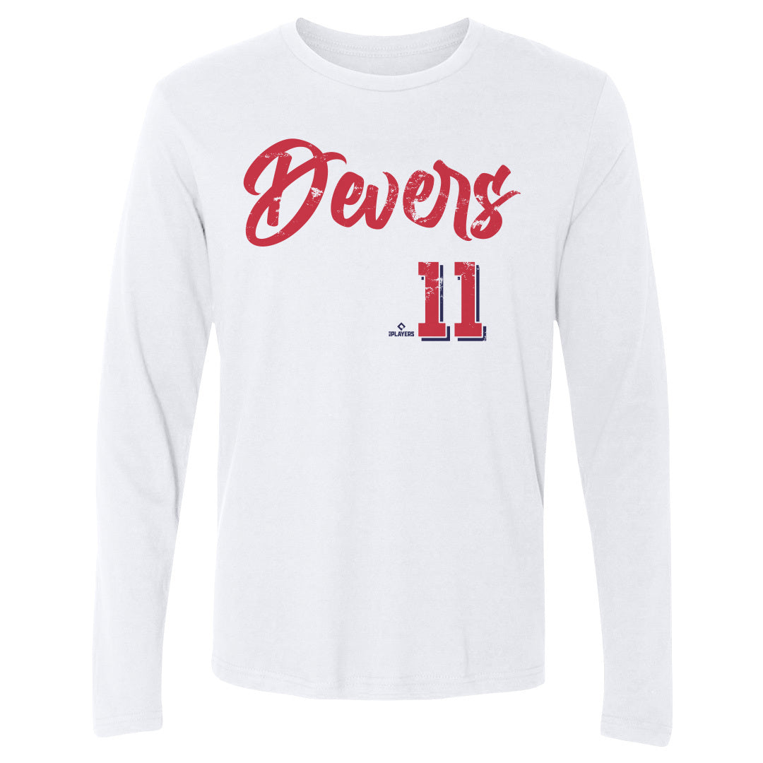 BeantownTshirts Rafael Devers Carita Distressed Boston Baseball Fan T Shirt Long Sleeve / Navy / X-Large