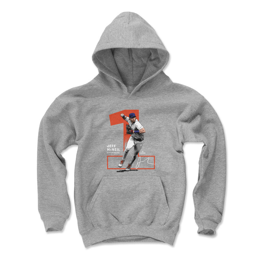 Jeff McNeil Kids Youth Hoodie - Gray - New York | 500 Level Major League Baseball Players Association (MLBPA)