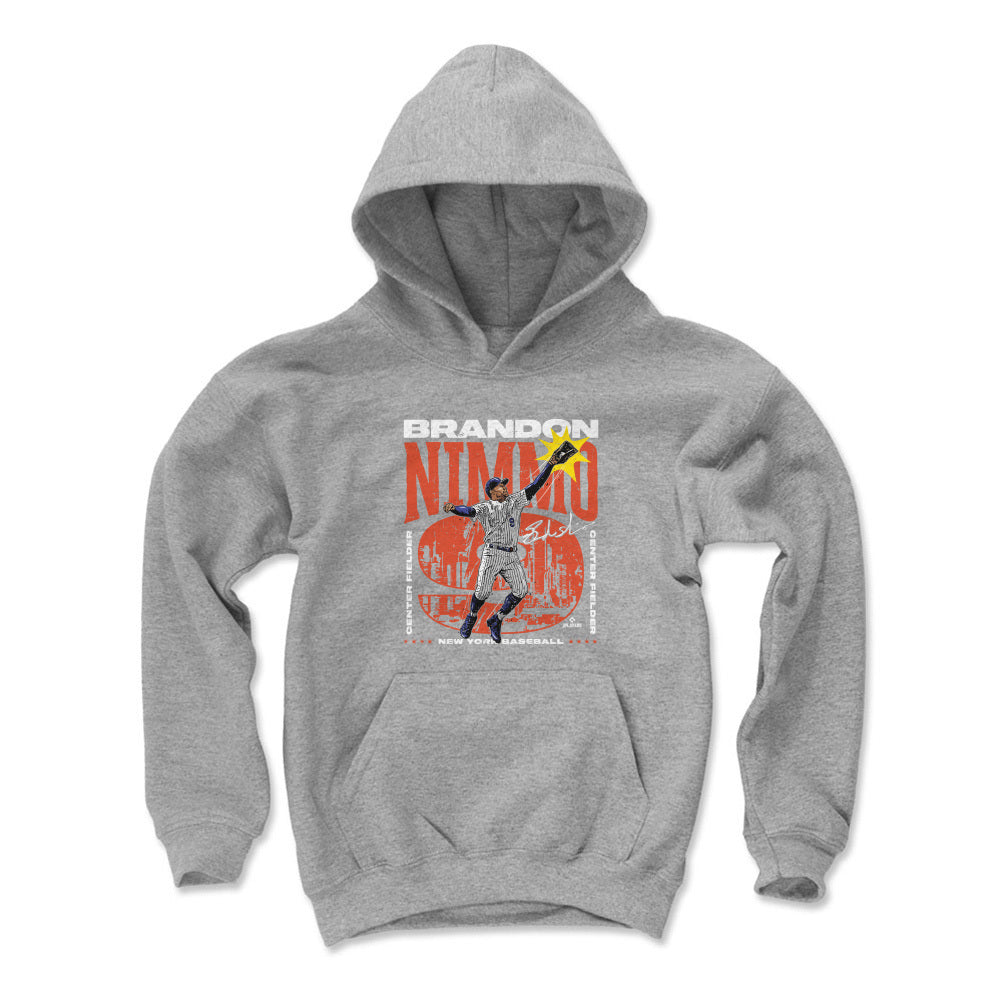 Brandon Nimmo Kids Youth Hoodie - Gray - New York | 500 Level Major League Baseball Players Association (MLBPA)