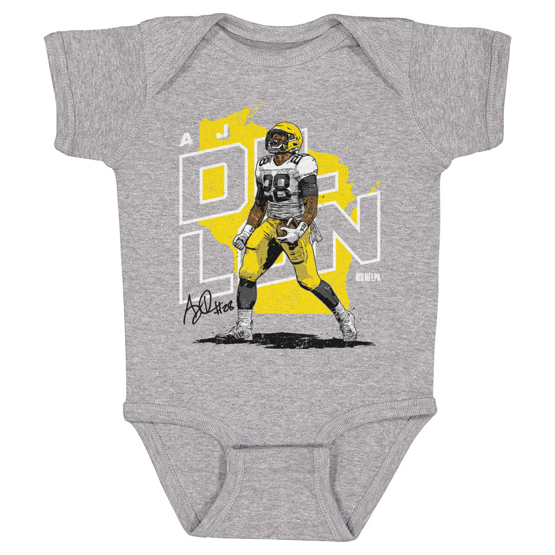 A.J. Dillon Baby Clothes, Green Bay Football Kids Baby Onesie