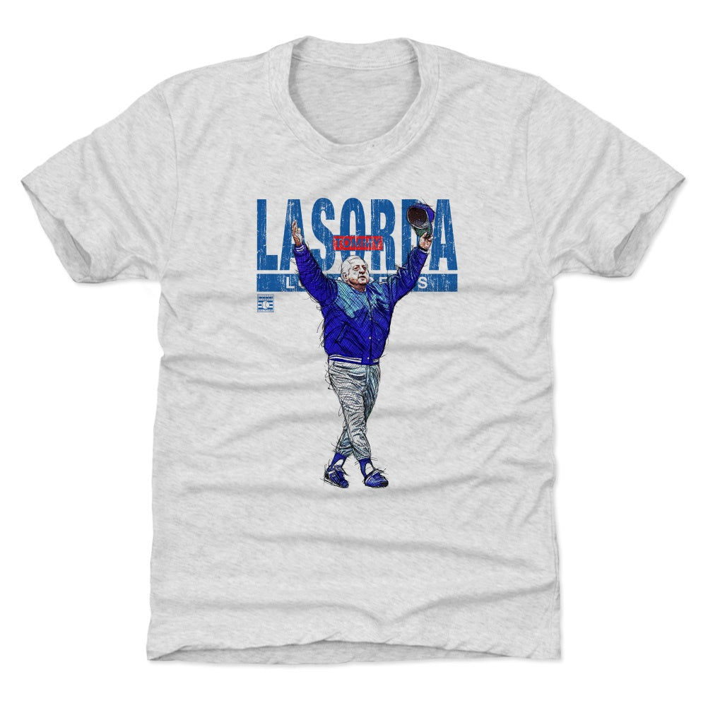 500LVL Tommy Lasorda Kids T-Shirt - Los Angeles Baseball Tommy Lasorda Retro Wht