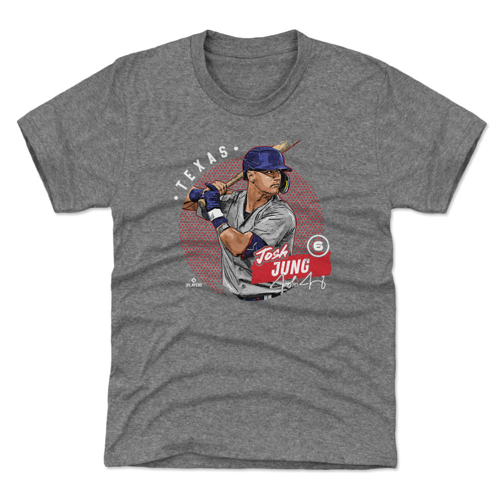 Josh Jung Kids T-Shirt - Tri Gray - Texas | 500 Level Major League Baseball Players Association (MLBPA)