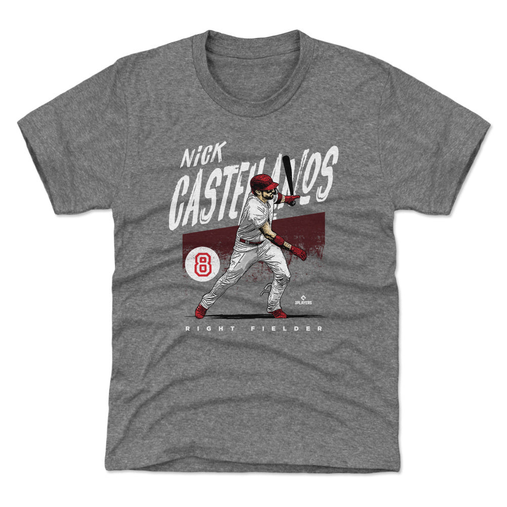 500LVL Nick Castellanos Kids T-Shirt - Philadelphia Baseball Nick Castellanos Philadelphia Grunge Wht