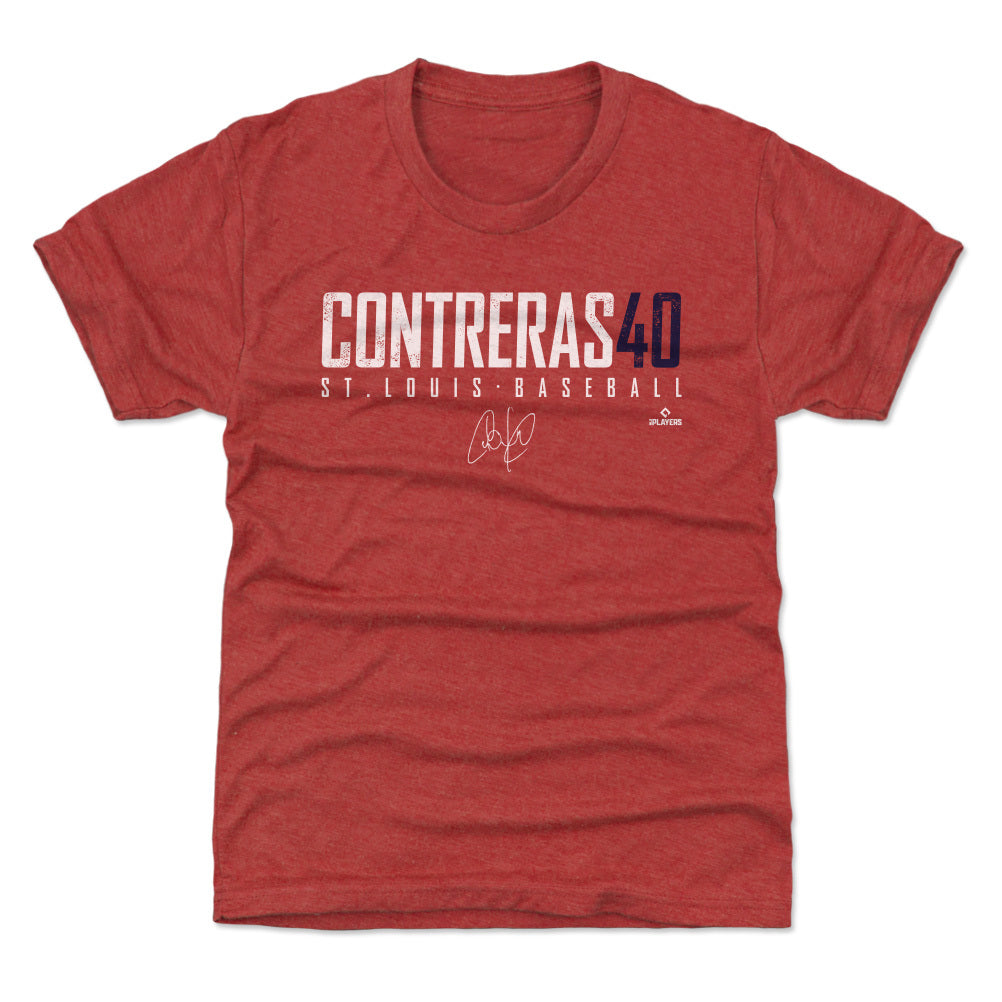 Willson Contreras Men's Premium T-Shirt - Tri Red - St. Louis | 500 Level Major League Baseball Players Association (MLBPA)