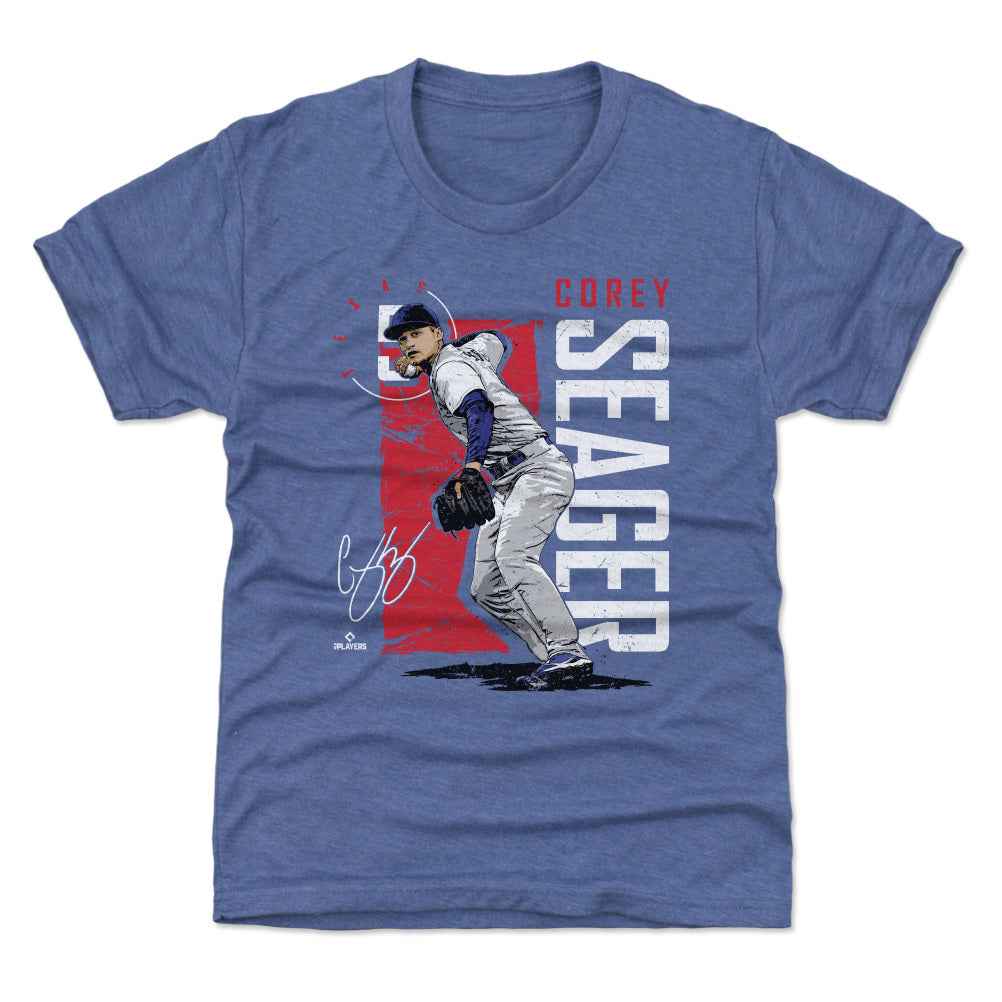 Corey Seager Kids T-Shirt - Tri Royal - Texas | 500 Level Major League Baseball Players Association (MLBPA)