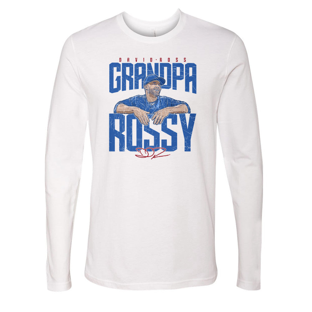 David Ross Long Sleeve T Shirt Chicago Throwbacks Men s Long Sleeve T Shirt 500 Level 500 LEVEL