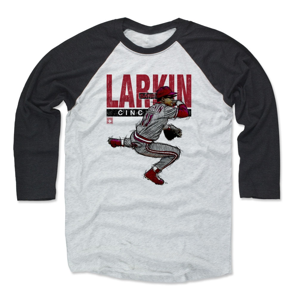  Barry Larkin Shirt (Cotton, Small, Heather Gray