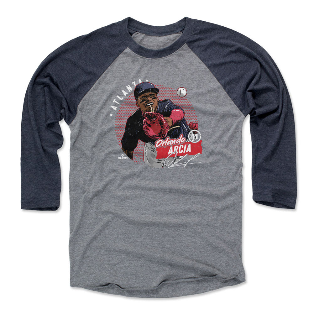 Mens MLB Team Apparel Atlanta Braves ORLANDO ARCIA Baseball Shirt NAVY –