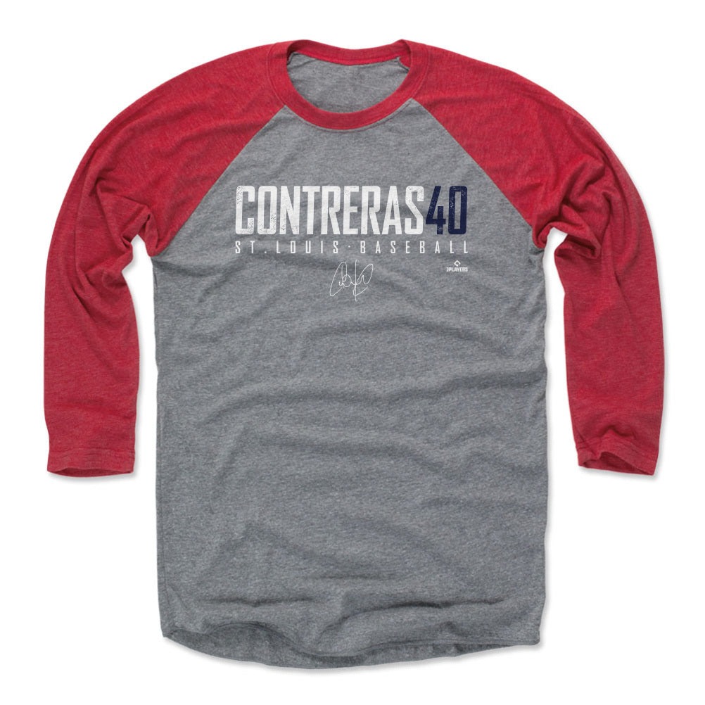 Willson Contreras Men's Premium T-Shirt - Tri Red - St. Louis | 500 Level Major League Baseball Players Association (MLBPA)