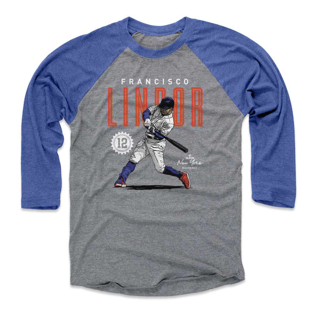 Francisco Lindor Men's Cotton T-Shirt - Heather Gray - New York | 500 Level Major League Baseball Players Association (MLBPA)