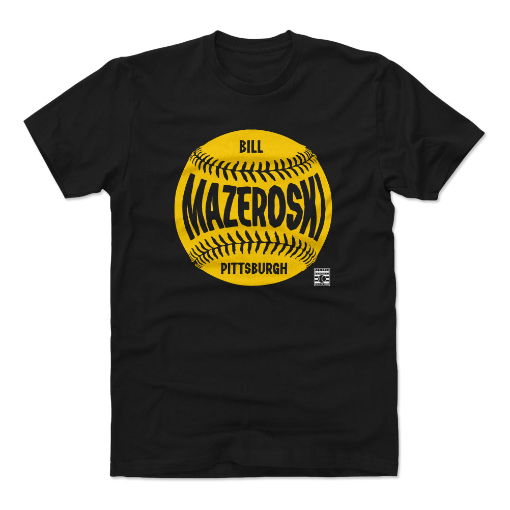 Bill Mazeroski Men's Cotton T-Shirt - Black - Pittsburgh | 500 Level