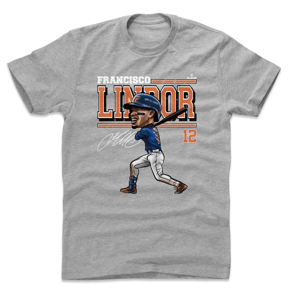 Francisco Lindor Men's Cotton T-Shirt - Heather Gray - New York | 500 Level Major League Baseball Players Association (MLBPA)