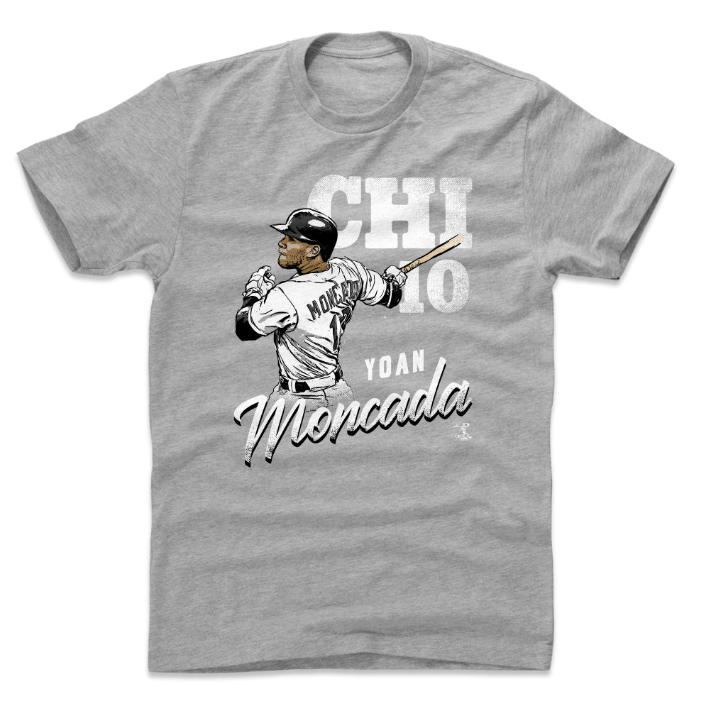 Chicago White Sox Yoan Moncada Men's Cotton T-Shirt - Heather Gray - Chicago | 500 Level Major League Baseball Players Association (MLBPA)