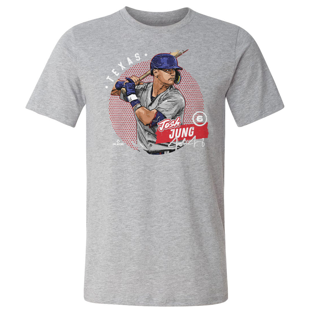 Texas Rangers Josh Jung Men's Cotton T-Shirt - Heather Gray - Texas | 500 Level Major League Baseball Players Association (MLBPA)