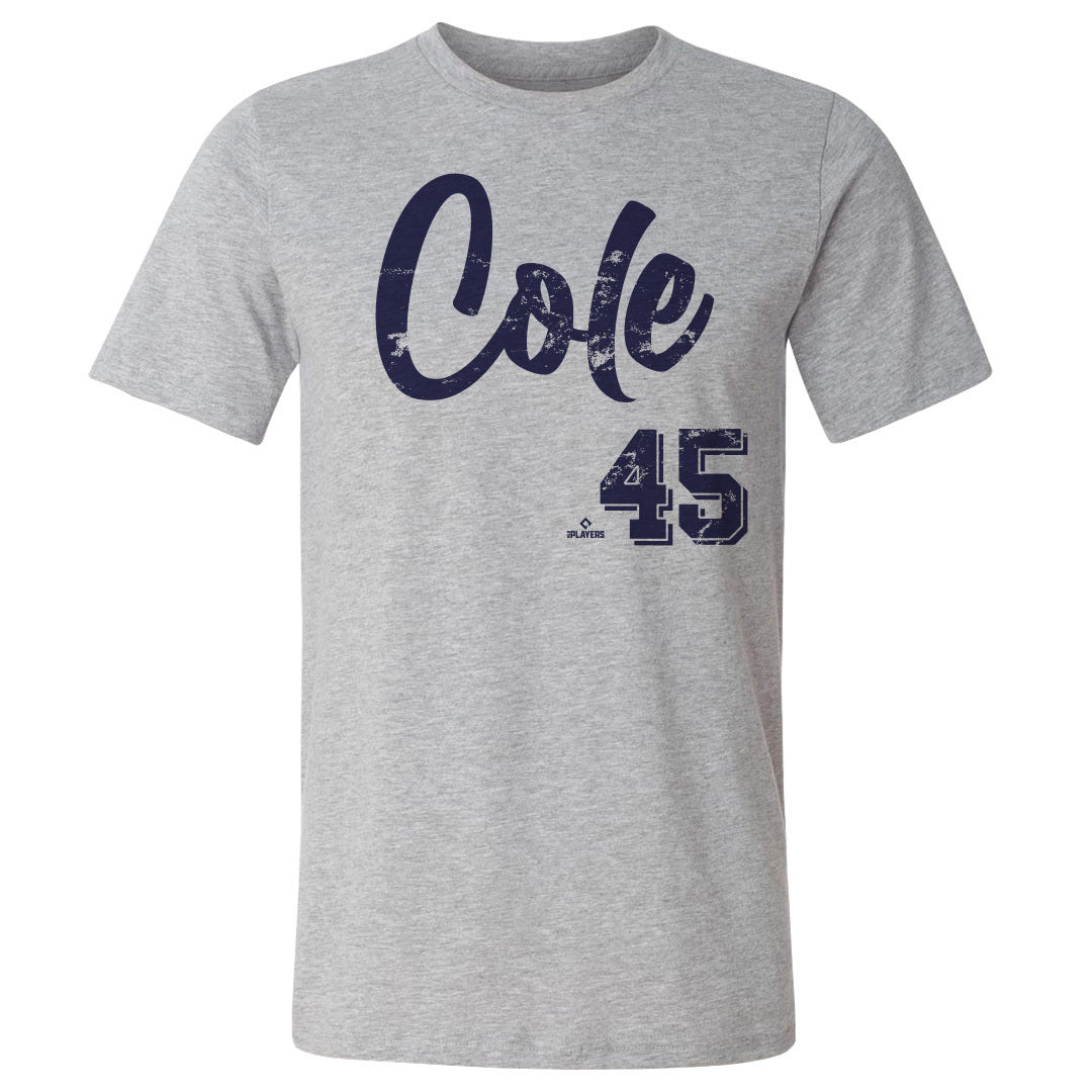 Gerrit Cole Men's Cotton T-Shirt - Heather Gray - New York | 500 Level Major League Baseball Players Association (MLBPA)