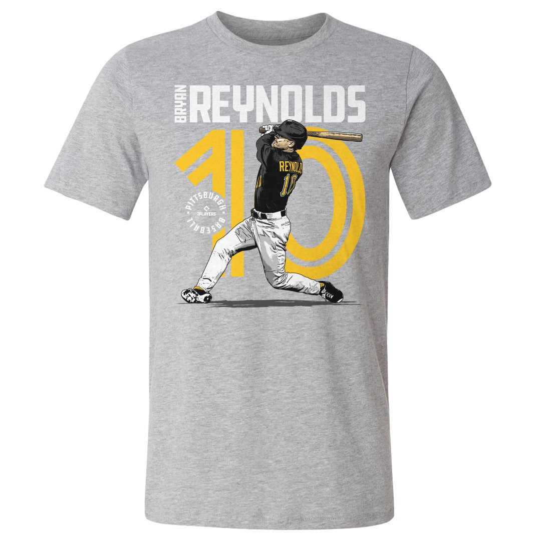 Pittsburgh Pirates Bryan Reynolds Men's Cotton T-Shirt - Heather Gray - Pittsburgh | 500 Level Major League Baseball Players Association (MLBPA)